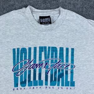 Game Face T-Shirt Mens Size XL Gray Volleyball Graphic Sports Tee Retro 90s